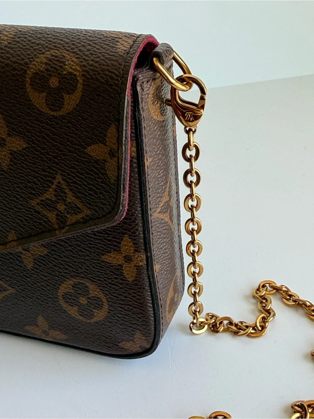 Authentic Louis Vuitton Felicie Pochette Monogram & Fuchsia Crossbody & Inserts